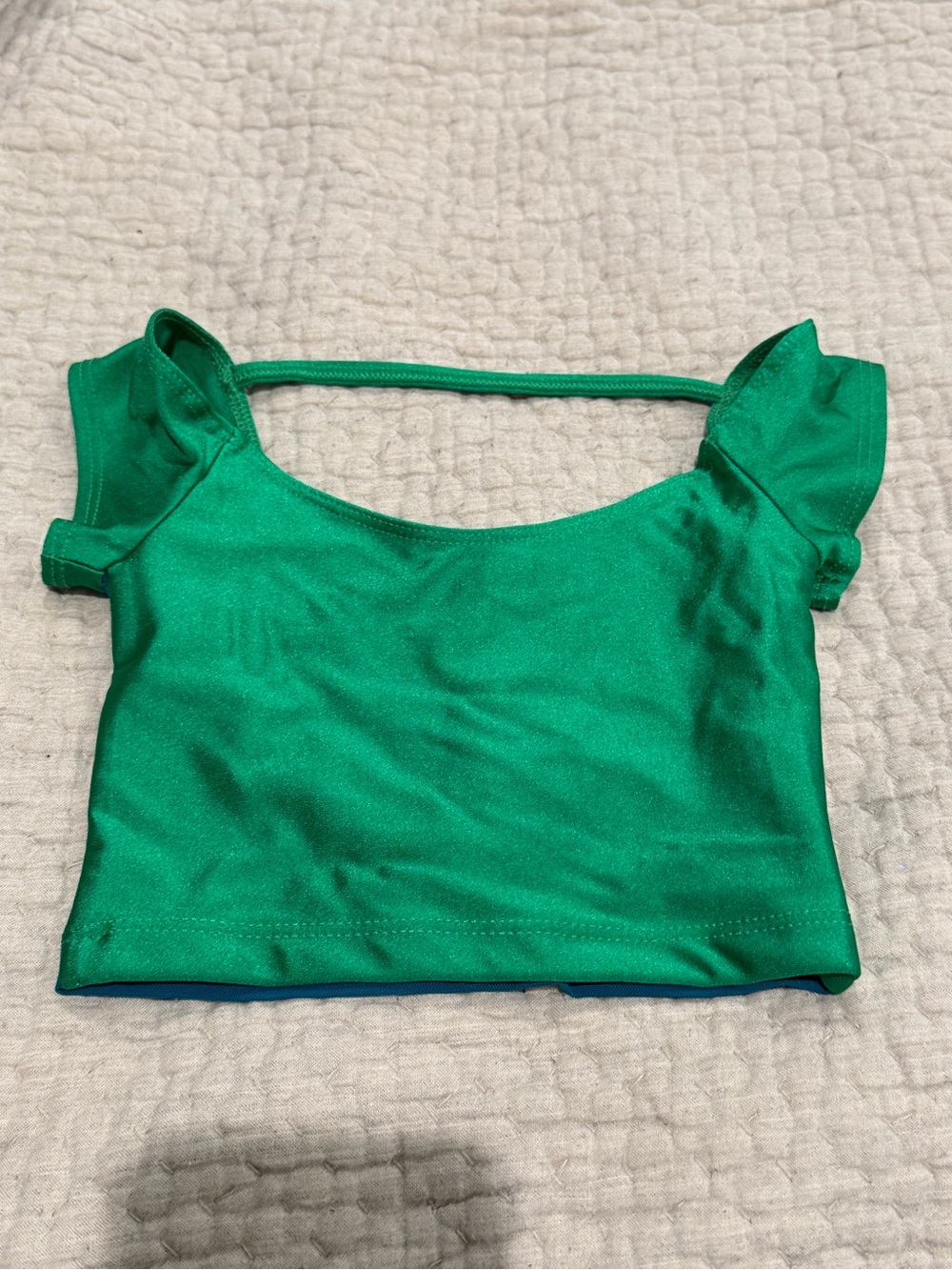 Tiger Friday Green & Teal Mesh Dance Crop Top Child Medium